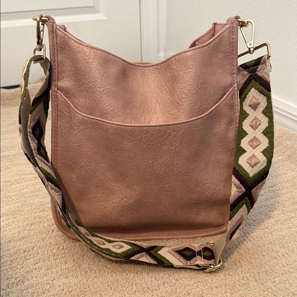 Pink Bag with Patterned Strap